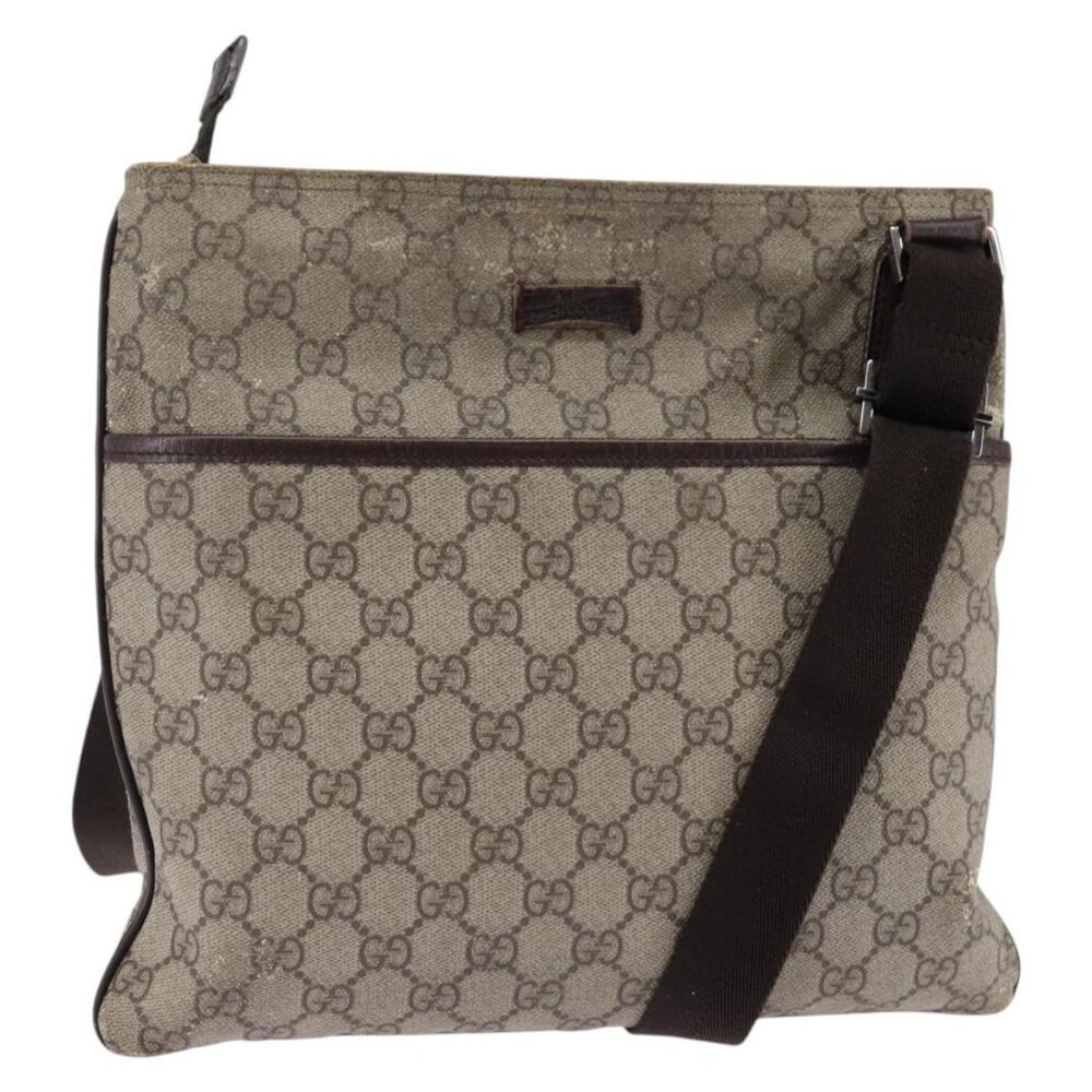 Authentic GUCCI GG Supreme Shoulder Bag PVC Beige 141626